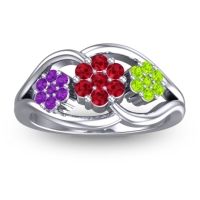 Ruby Fashion Ring In 14k White Gold With Amethyst And Peridot – Arama Simple Ring
