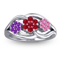 Ruby Fashion Ring In 14k White Gold With Amethyst And Pink Tourmaline – Arama Simple Ring
