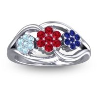 Ruby Fashion Ring In 14k White Gold With Aquamarine And Blue Sapphire – Arama Simple Ring