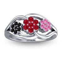 Ruby Fashion Ring In 14k White Gold With Black Onyx And Pink Tourmaline – Arama Simple Ring