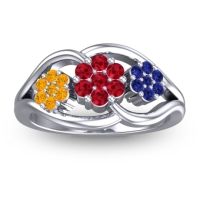 Ruby Fashion Ring In 14k White Gold With Citrine And Blue Sapphire – Arama Simple Ring