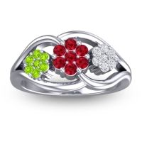 Simple Floral Pave Arama Ring