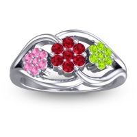 Ruby Fashion Ring In 14k White Gold With Pink Tourmaline And Peridot – Arama Simple Ring