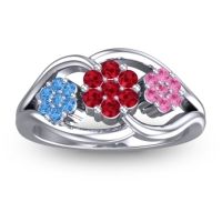 Ruby Fashion Ring In 14k White Gold With Swiss Blue Topaz And Pink Tourmaline – Arama Simple Ring