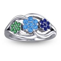 Swiss Blue Topaz Fashion Ring In 14k White Gold With Emerald And Blue Sapphire – Arama Simple Ring