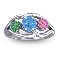 Swiss Blue Topaz Fashion Ring In 14k White Gold With Emerald And Pink Tourmaline – Arama Simple Ring