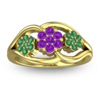Amethyst Fashion Ring In 14k Yellow Gold With Emerald – Arama Simple Ring