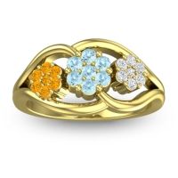Aquamarine Fashion Ring In 14k Yellow Gold With Citrine And Diamond – Arama Simple Ring