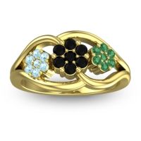 Black Onyx Fashion Ring In 14k Yellow Gold With Aquamarine And Emerald – Arama Simple Ring