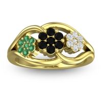 Black Onyx Fashion Ring In 14k Yellow Gold With Emerald And Diamond – Arama Simple Ring