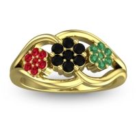 Black Onyx Fashion Ring In 14k Yellow Gold With Ruby And Emerald – Arama Simple Ring