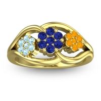 Blue Sapphire Fashion Ring In 14k Yellow Gold With Aquamarine And Citrine – Arama Simple Ring