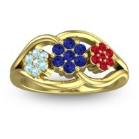 Blue Sapphire Fashion Ring In 14k Yellow Gold With Aquamarine And Ruby – Arama Simple Ring