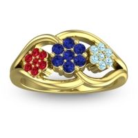 Blue Sapphire Fashion Ring In 14k Yellow Gold With Ruby And Aquamarine – Arama Simple Ring