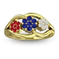 Blue Sapphire Fashion Ring In 14k Yellow Gold With Ruby And Lab Diamond – Arama Simple Ring