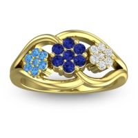 Blue Sapphire Fashion Ring In 14k Yellow Gold With Swiss Blue Topaz And Diamond – Arama Simple Ring