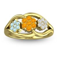 Citrine Fashion Ring In 14k Yellow Gold With Aquamarine And Diamond – Arama Simple Ring