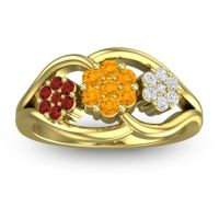 Citrine Fashion Ring In 18k Yellow Gold With Garnet And Diamond – Arama Simple Ring