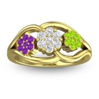 Diamond Fashion Ring In 14k Yellow Gold With Amethyst And Peridot – Arama Simple Ring