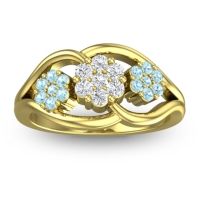 Lab Diamond Fashion Ring In 14k Yellow Gold With Aquamarine – Arama Simple Ring