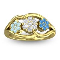 Diamond Fashion Ring In 14k Yellow Gold With Aquamarine And Swiss Blue Topaz – Arama Simple Ring