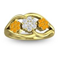 Diamond Fashion Ring In 14k Yellow Gold With Citrine – Arama Simple Ring