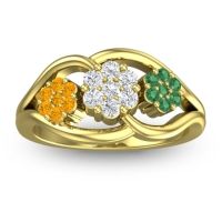 Lab Diamond Fashion Ring In 14k Yellow Gold With Citrine And Emerald – Arama Simple Ring