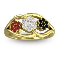 Diamond Fashion Ring In 14k Yellow Gold With Garnet And Black Onyx – Arama Simple Ring