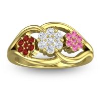 Diamond Fashion Ring In 14k Yellow Gold With Garnet And Pink Tourmaline – Arama Simple Ring