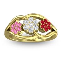 Lab Diamond Fashion Ring In 14k Yellow Gold With Pink Tourmaline And Ruby – Arama Simple Ring