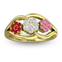 Lab Diamond Fashion Ring In 14k Yellow Gold With Ruby And Pink Tourmaline – Arama Simple Ring