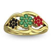 Emerald Fashion Ring In 14k Yellow Gold With Black Onyx And Ruby – Arama Simple Ring