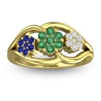 Emerald Fashion Ring In 14k Yellow Gold With Blue Sapphire And Lab Diamond – Arama Simple Ring