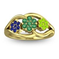 Emerald Fashion Ring In 14k Yellow Gold With Blue Sapphire And Peridot – Arama Simple Ring