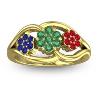 Emerald Fashion Ring In 14k Yellow Gold With Blue Sapphire And Ruby – Arama Simple Ring