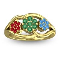Emerald Fashion Ring In 14k Yellow Gold With Ruby And Swiss Blue Topaz – Arama Simple Ring