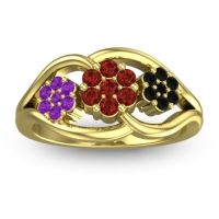 Garnet Fashion Ring In 18k Yellow Gold With Amethyst And Black Onyx – Arama Simple Ring