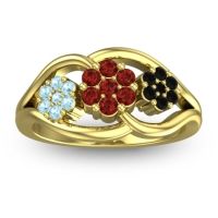 Garnet Fashion Ring In 18k Yellow Gold With Aquamarine And Black Onyx – Arama Simple Ring