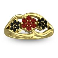 Garnet Fashion Ring In 18k Yellow Gold With Black Onyx – Arama Simple Ring
