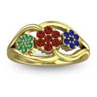 Garnet Fashion Ring In 14k Yellow Gold With Emerald And Blue Sapphire – Arama Simple Ring
