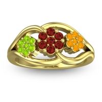 Garnet Fashion Ring In 18k Yellow Gold With Peridot And Citrine – Arama Simple Ring