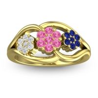 Pink Tourmaline Fashion Ring In 14k Yellow Gold With Diamond And Blue Sapphire – Arama Simple Ring