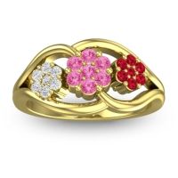 Pink Tourmaline Fashion Ring In 14k Yellow Gold With Diamond And Ruby – Arama Simple Ring
