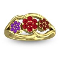 Ruby Fashion Ring In 14k Yellow Gold With Amethyst And Garnet – Arama Simple Ring