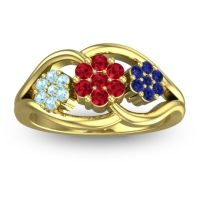 Ruby Fashion Ring In 14k Yellow Gold With Aquamarine And Blue Sapphire – Arama Simple Ring