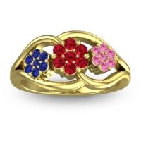 Ruby Fashion Ring In 14k Yellow Gold With Blue Sapphire And Pink Tourmaline – Arama Simple Ring
