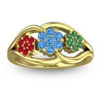 Swiss Blue Topaz Fashion Ring In 14k Yellow Gold With Ruby And Emerald – Arama Simple Ring