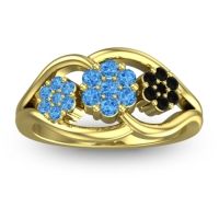 Swiss Blue Topaz Fashion Ring In 18k Yellow Gold With Black Onyx – Arama Simple Ring