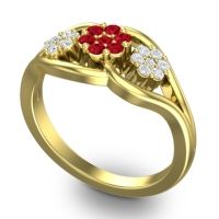 Simple Floral Pave Arama Ring