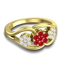 Simple Floral Pave Arama Ring